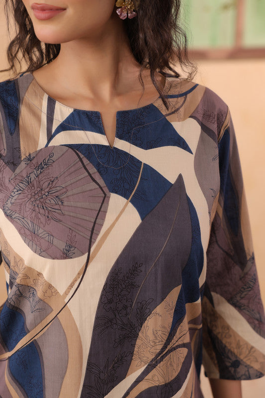 Multicolor Designer Abstract Printed Cotton Co-ord Set