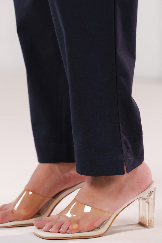 Smart Fit Navy Blue Straight Fit Formal Cotton Pants