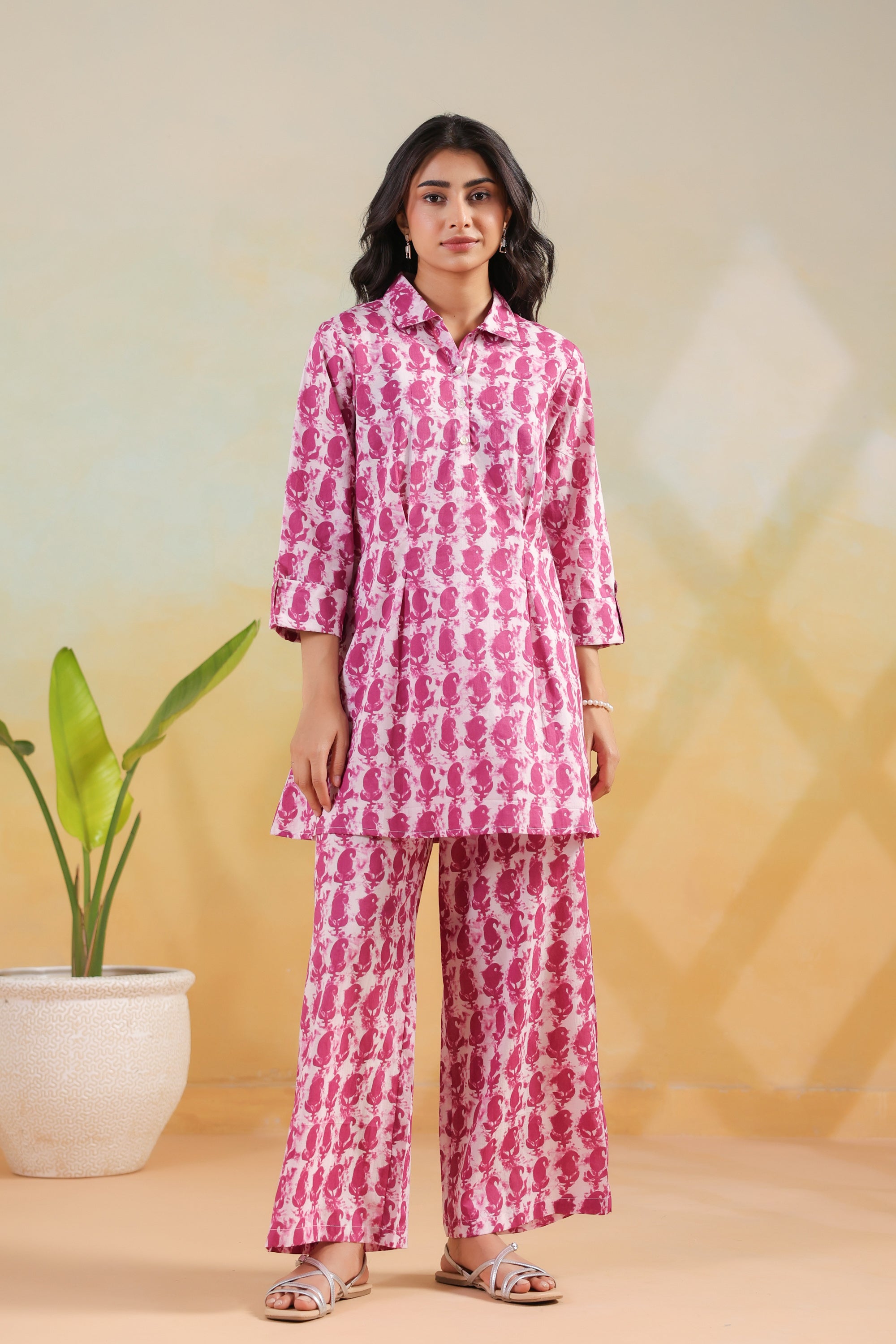 Pink Handblock Traditional Inspired Printed Cotton Co-ord Set