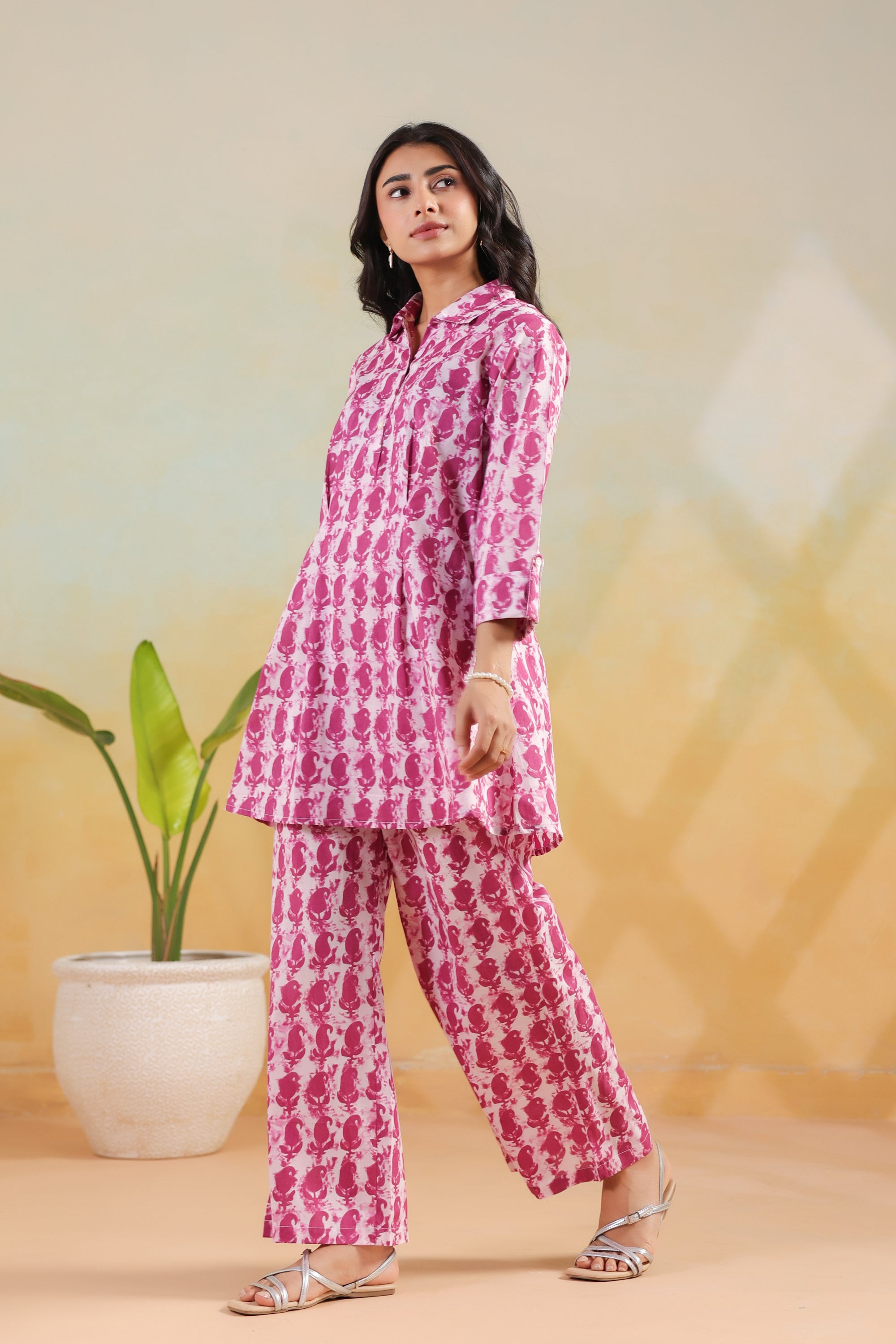 Pink Handblock Traditional Inspired Printed Cotton Co-ord Set