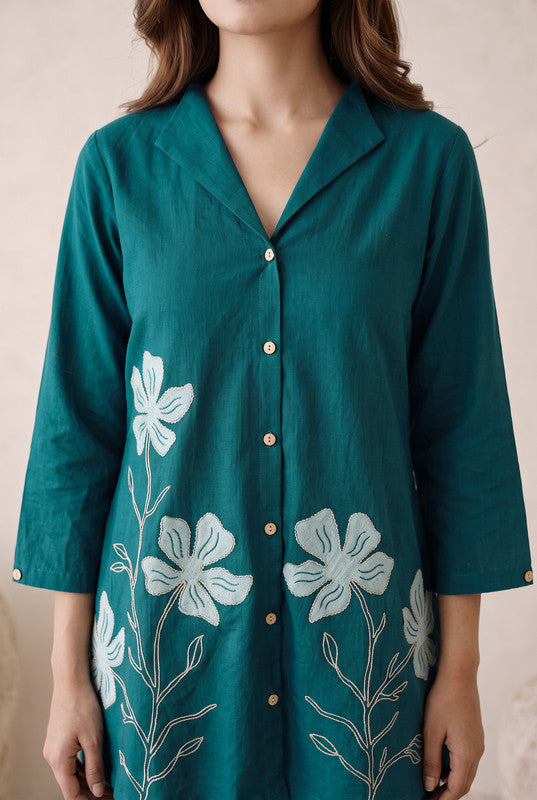 Teal Bloom Cotton Flex Co-Ord Set
