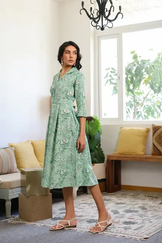Mint Green Vintage Cotton Flex Dress