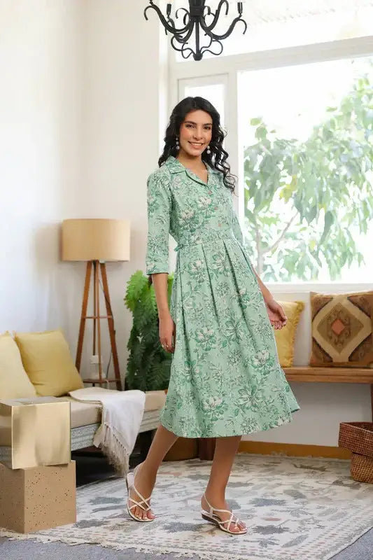 Mint Green Vintage Cotton Flex Dress