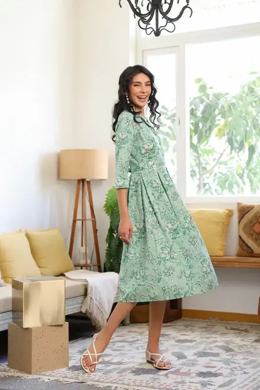 Mint Green Vintage Cotton Flex Dress