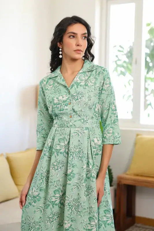 Mint Green Vintage Cotton Flex Dress