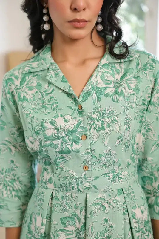 Mint Green Vintage Cotton Flex Dress