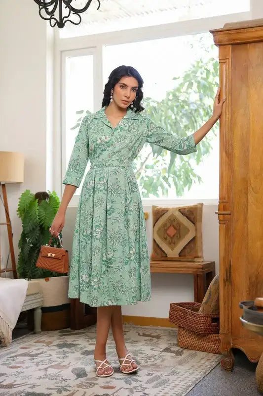 Mint Green Vintage Cotton Flex Dress