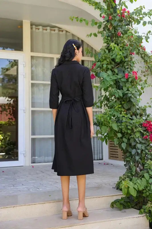 Black Aura Cotton Flex Dress