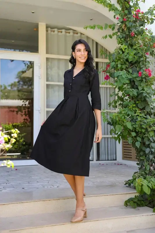 Black Aura Cotton Flex Dress