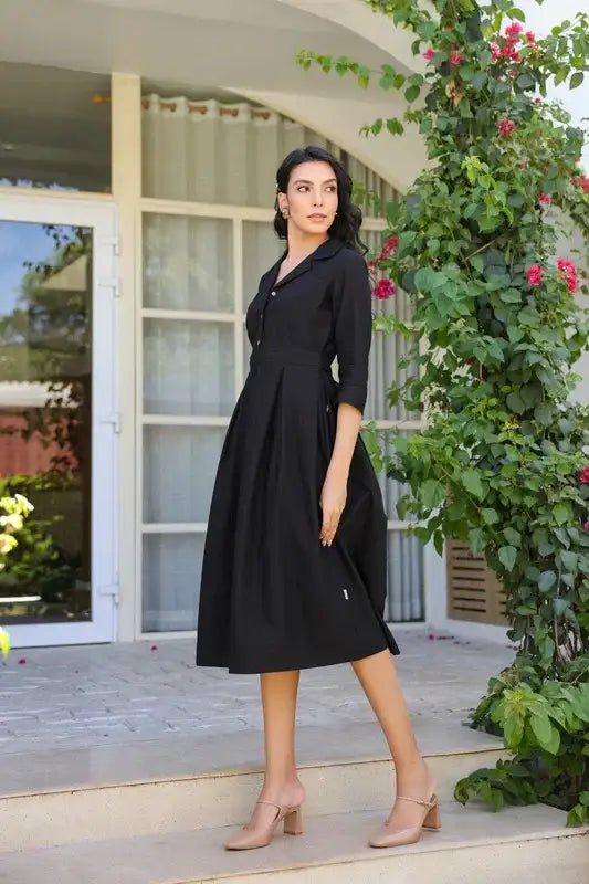 Black Aura Cotton Flex Dress