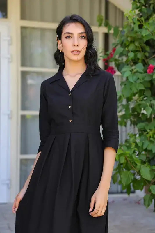 Black Aura Cotton Flex Dress