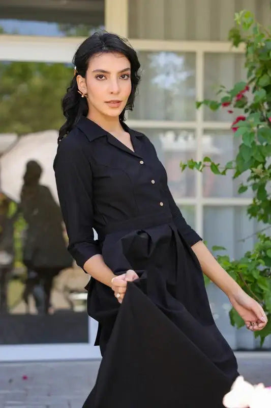 Black Aura Cotton Flex Dress