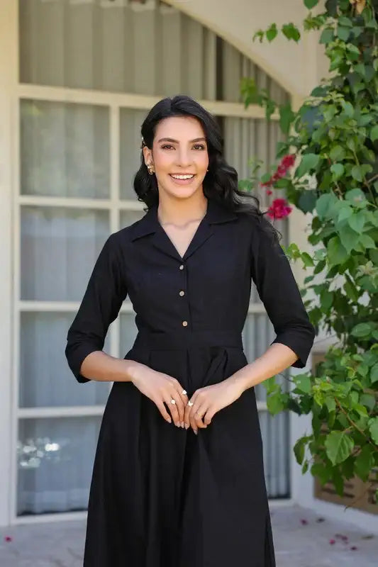 Black Aura Cotton Flex Dress