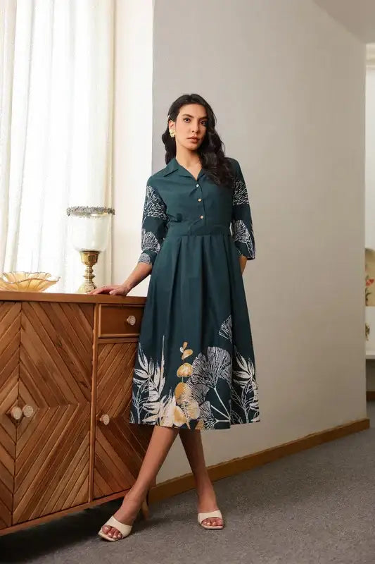 Green Savanna Safari Cotton Dress