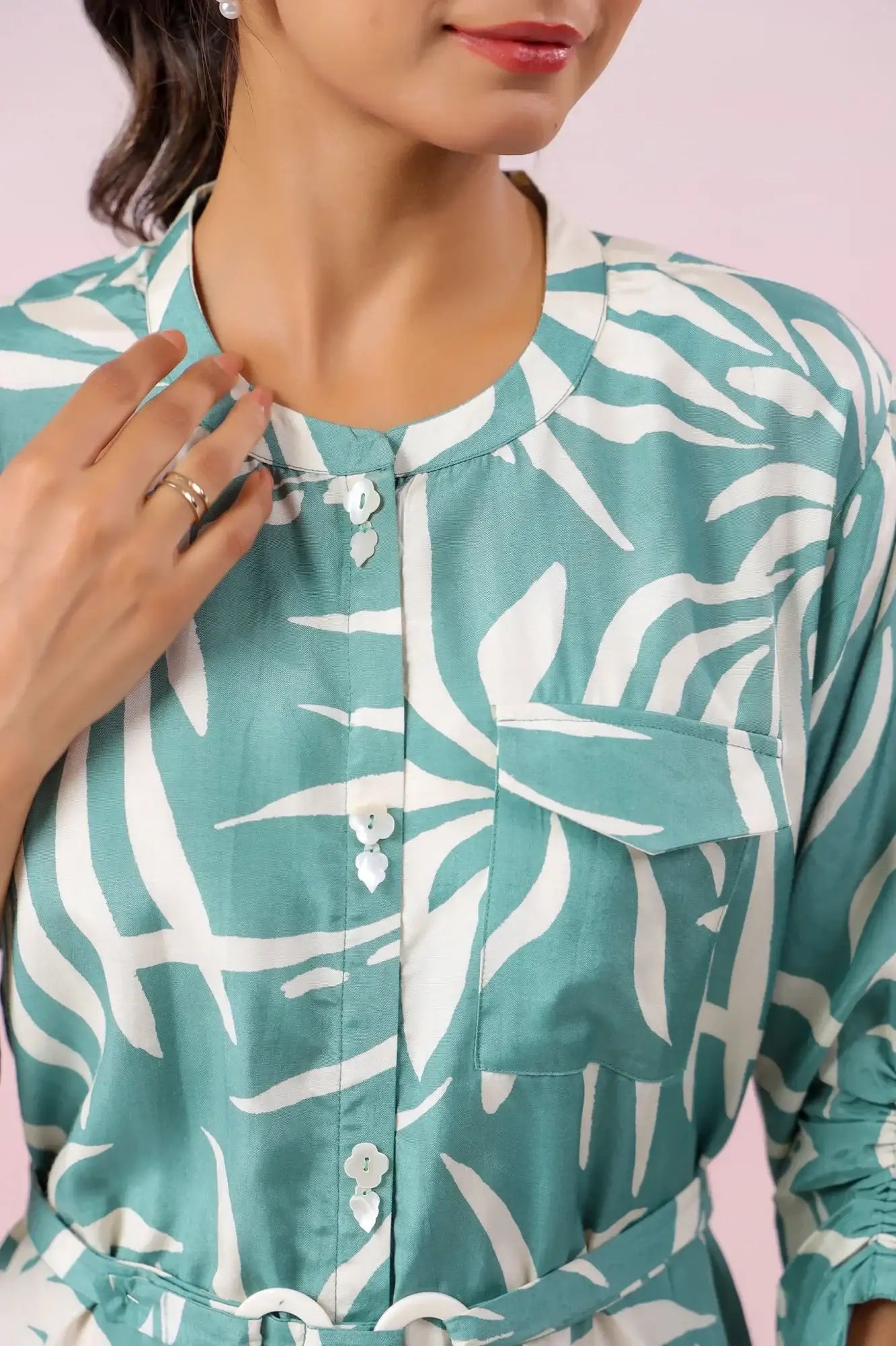 Coastal Paradise Teal Russian Silk Dress