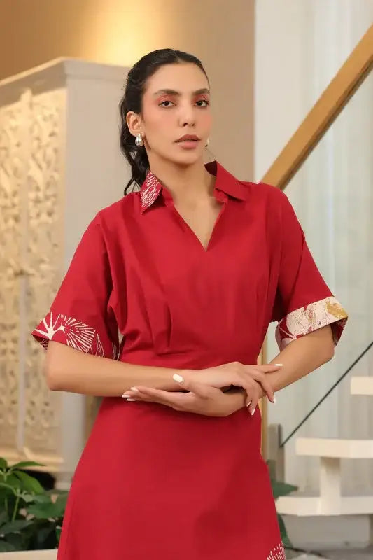 Scarlet Charm Cotton Dress
