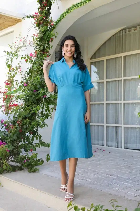 flex cotton dress Azure Breeze Cotton Flex Dress