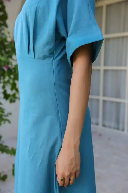 Azure Breeze  Cotton Flex Dress