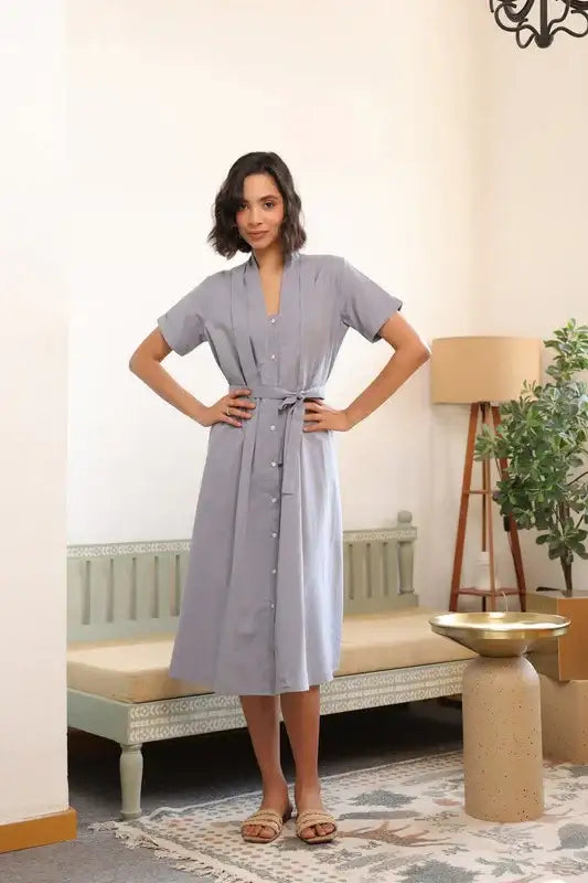 Gray button down dress main image 0