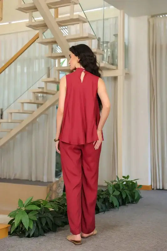 Ruby Flow Sleeveless Russian Silk Co-ord Set