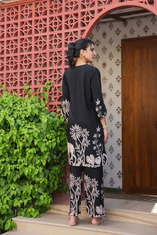 Black Jungle Mystique Russian Silk Co-ord Set