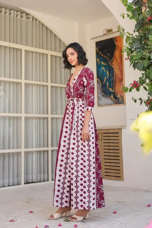 Maroon Vintage Cotton Dress