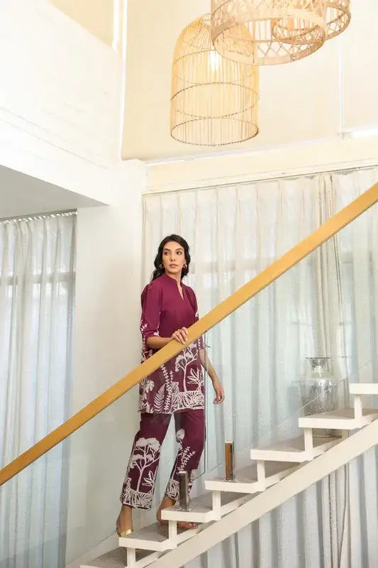 Wine Whisper Cotton Co-ord Set