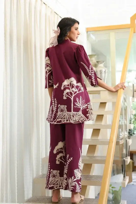 Wine Whisper Cotton Co-ord Set