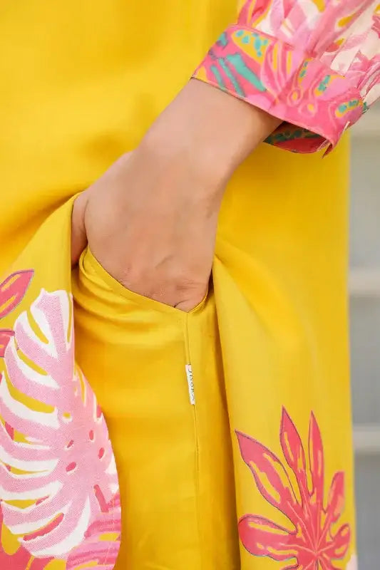 Yellow Punch Russian Silk Co-ord Set