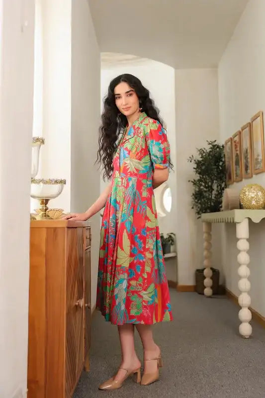 Scarlet Tropics Cotton Dress