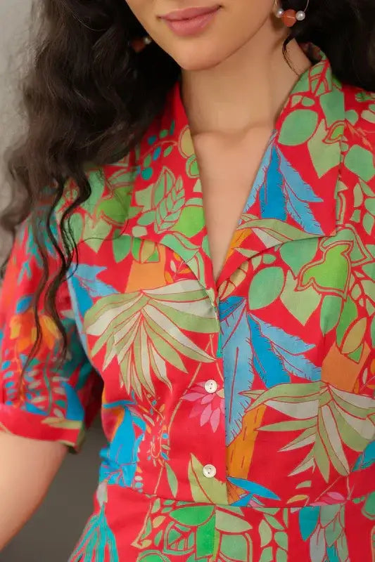 Scarlet Tropics Cotton Dress
