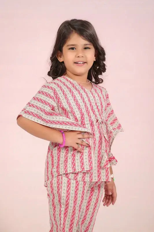 Crimson Stripes Kaftan Cotton Set
