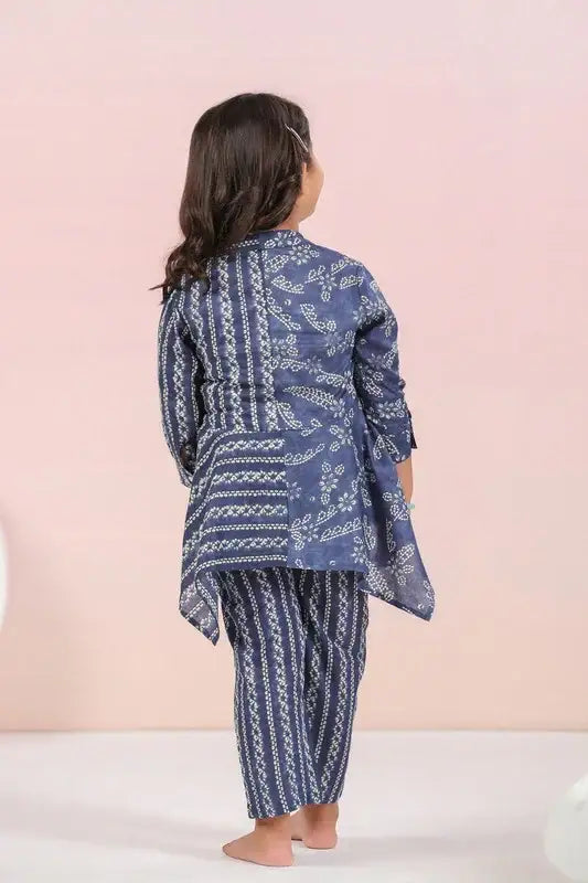 Floral Shibori On Blue Kids Cotton Co-ord Set
