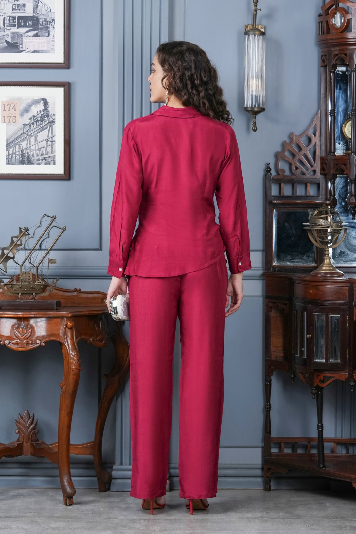 Cranberry Cosmo Russian Silk Co-ord Set