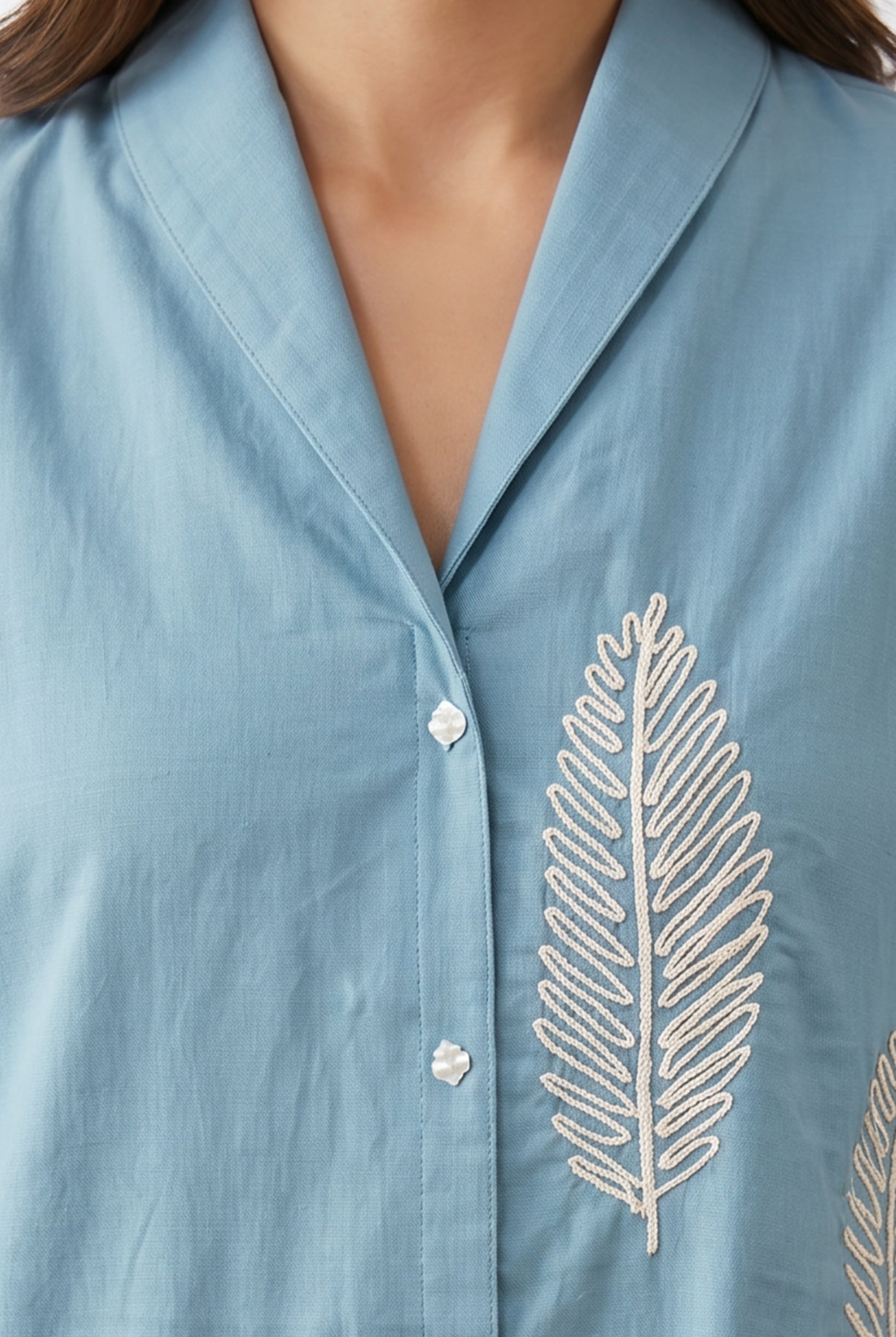 Sky Blue Nature-Inspired Cotton Co-ord Set