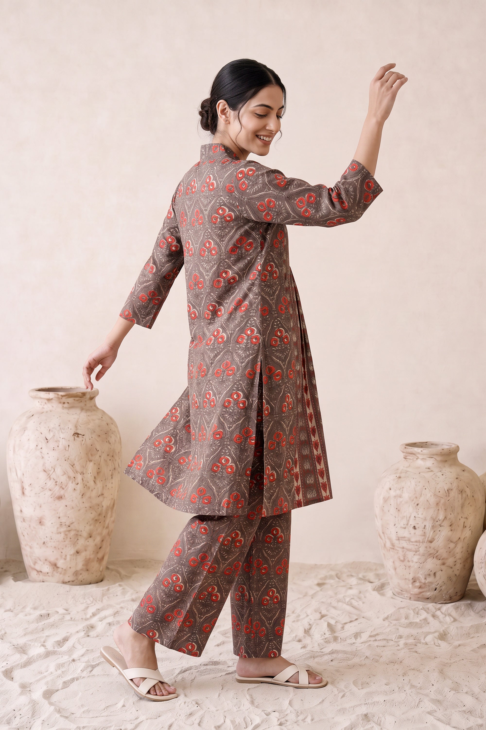 Ajrakh Print Front Pleat Cotton Co-ord Set