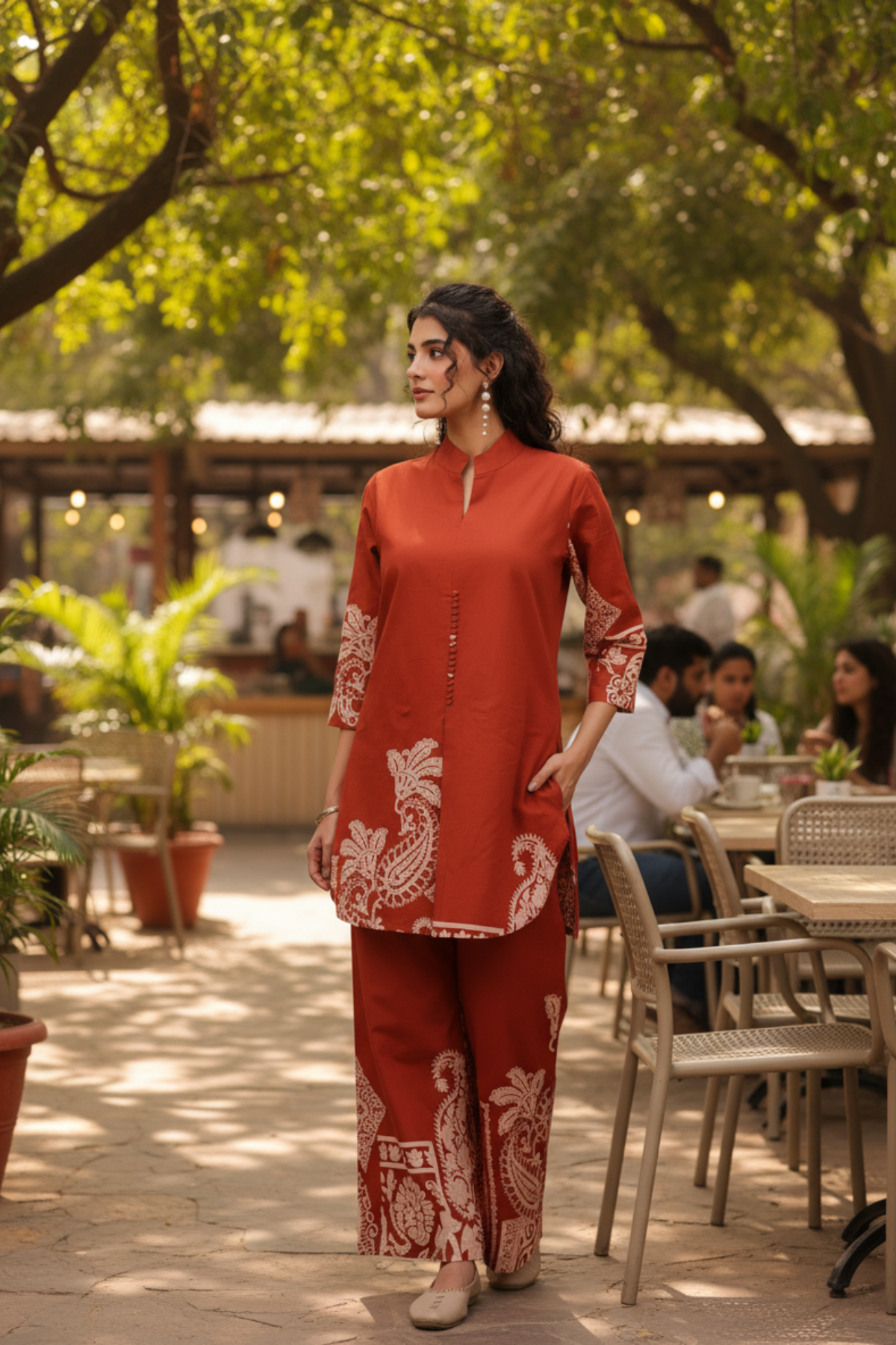 Rust Paisley Printed Cotton Co-ord Set