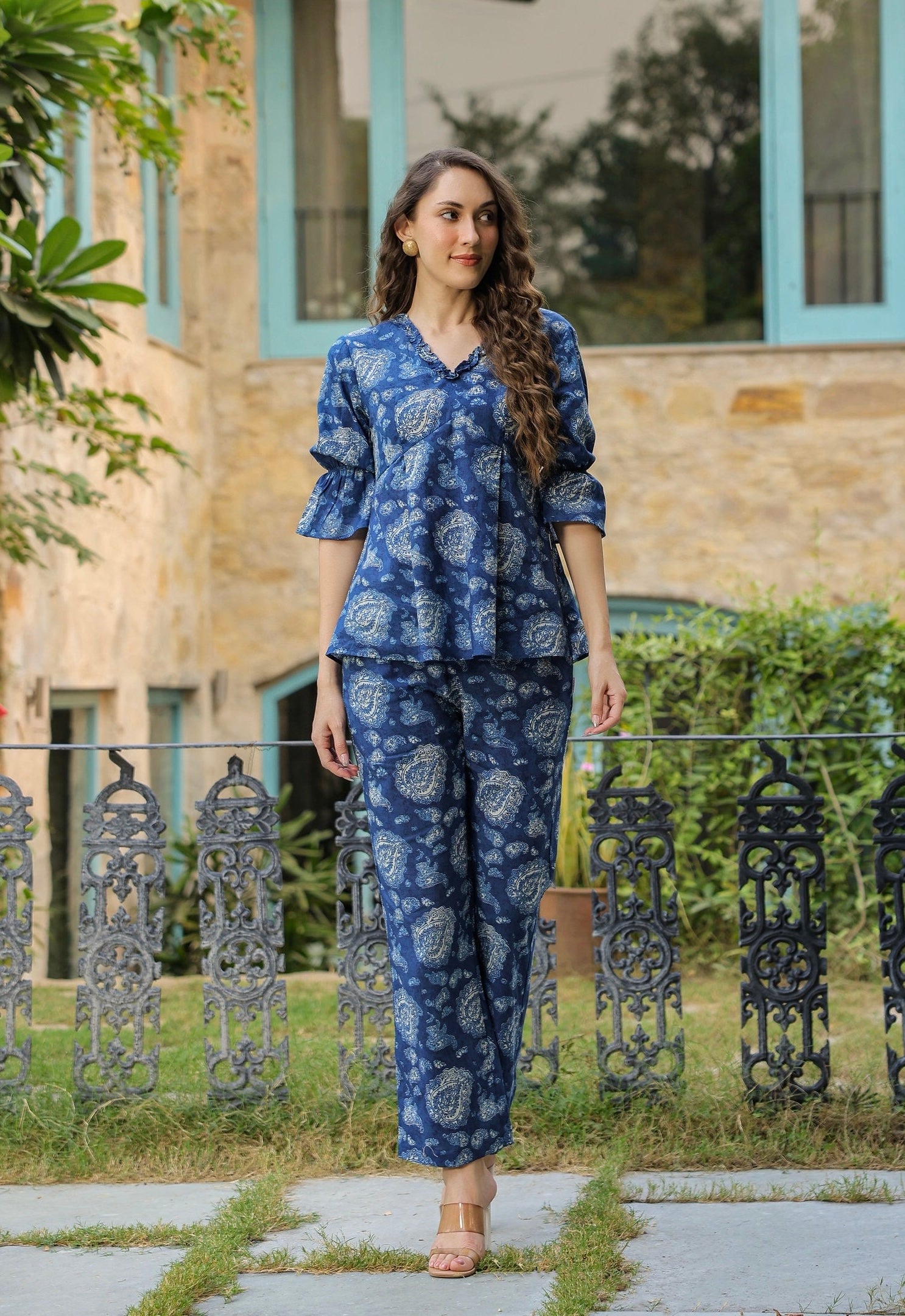 Indigo Bagru Paisley Cotton Co-ord Set