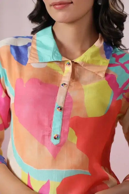 Color Cascade Russian Silk Co-ord Set