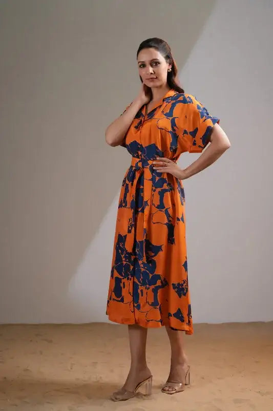 Amber Midnight Floral Russian Silk Dress