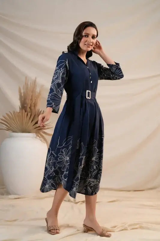 Moonlit Bloom Russian Silk Dress