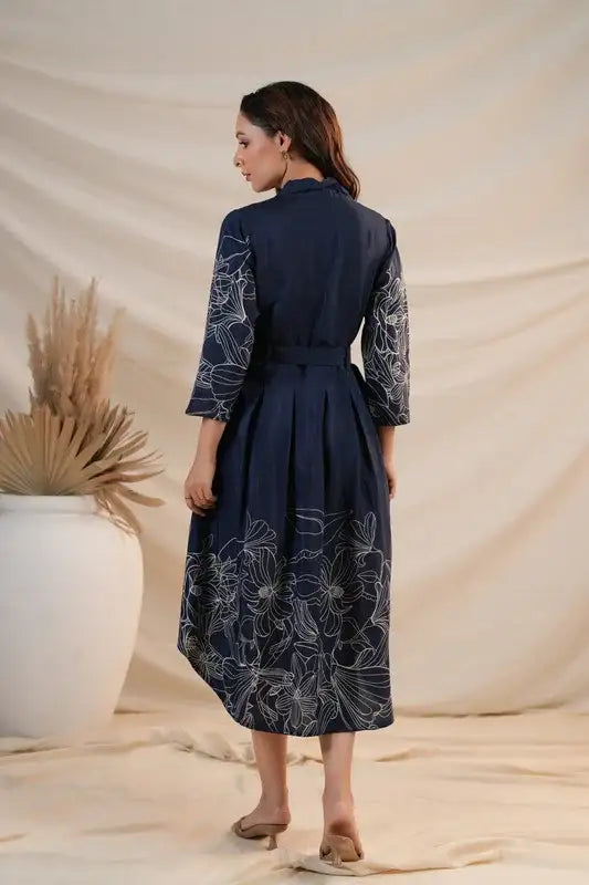 Moonlit Bloom Russian Silk Dress