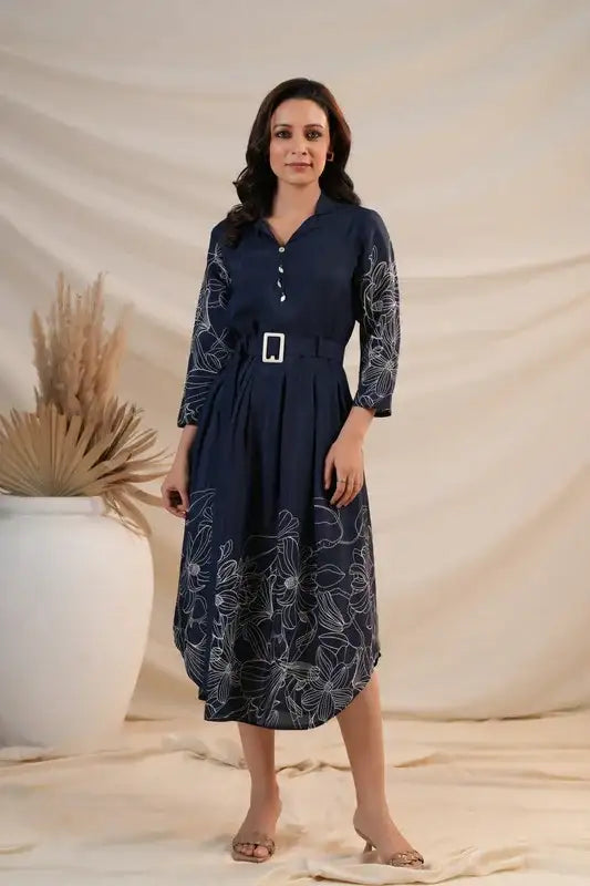 Moonlit Bloom Russian Silk Dress