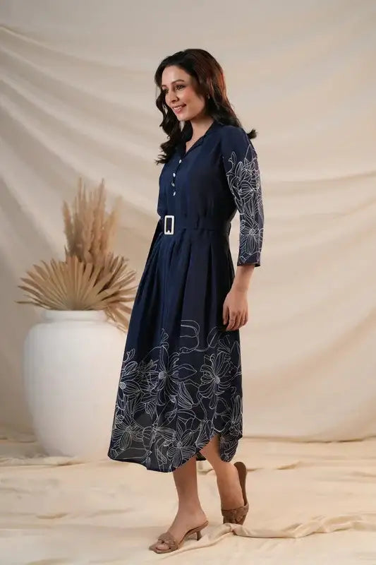 Moonlit Bloom Russian Silk Dress