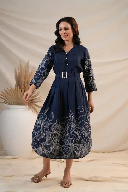 Moonlit Bloom Russian Silk Dress