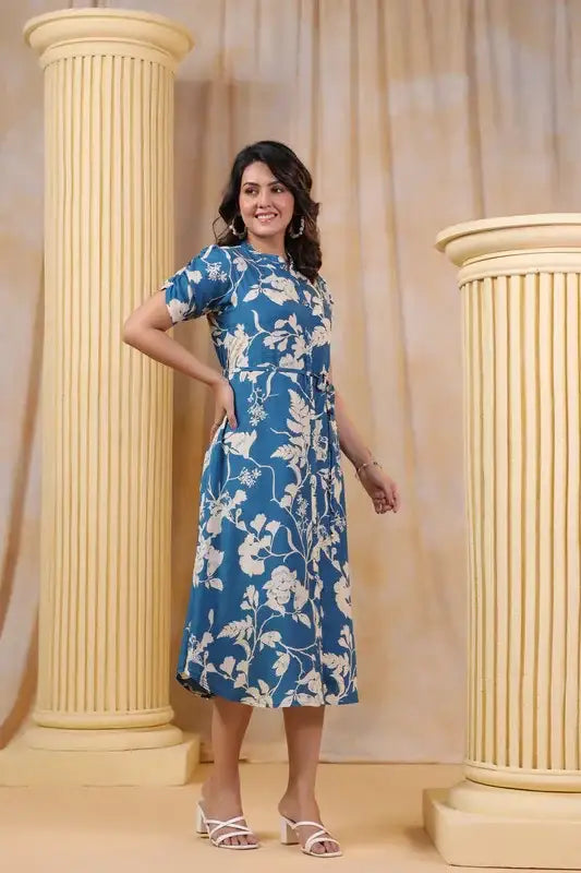 Floral Whisper Russian Silk Dress