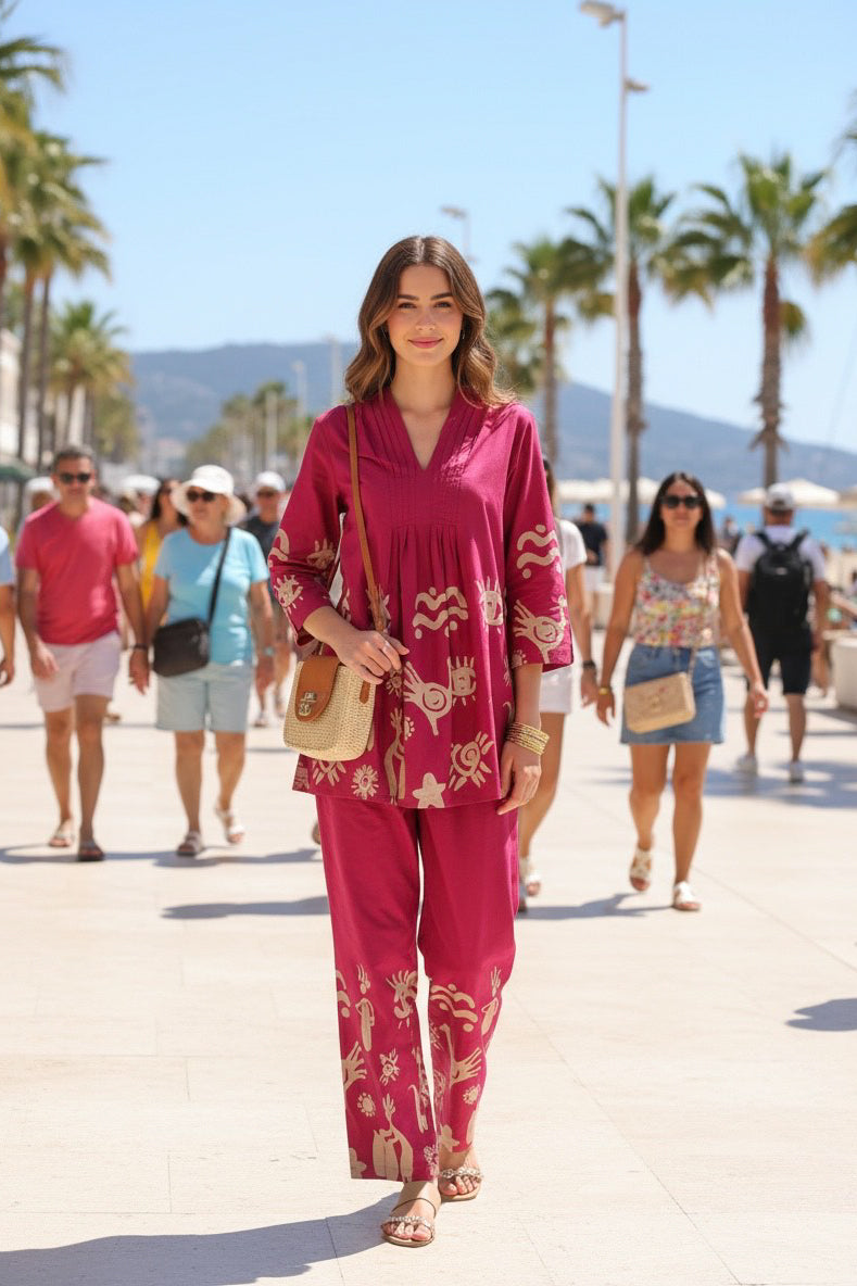 Rosé Tropical Mist Cotton Co-ord Set