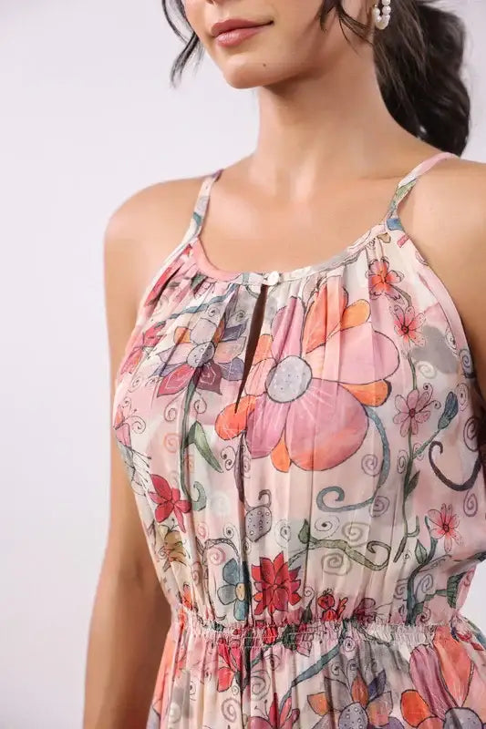 Blush Garden Breeze Muslin Silk Playsuit