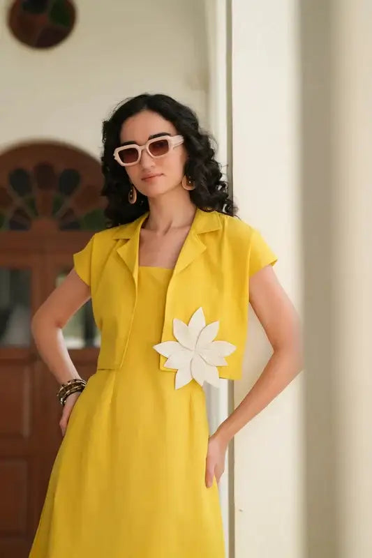 Sunflower Bloom Jacket Cotton Flex Dress