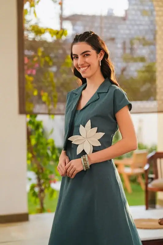 Petal Charm Jacket Cotton Flex Dress
